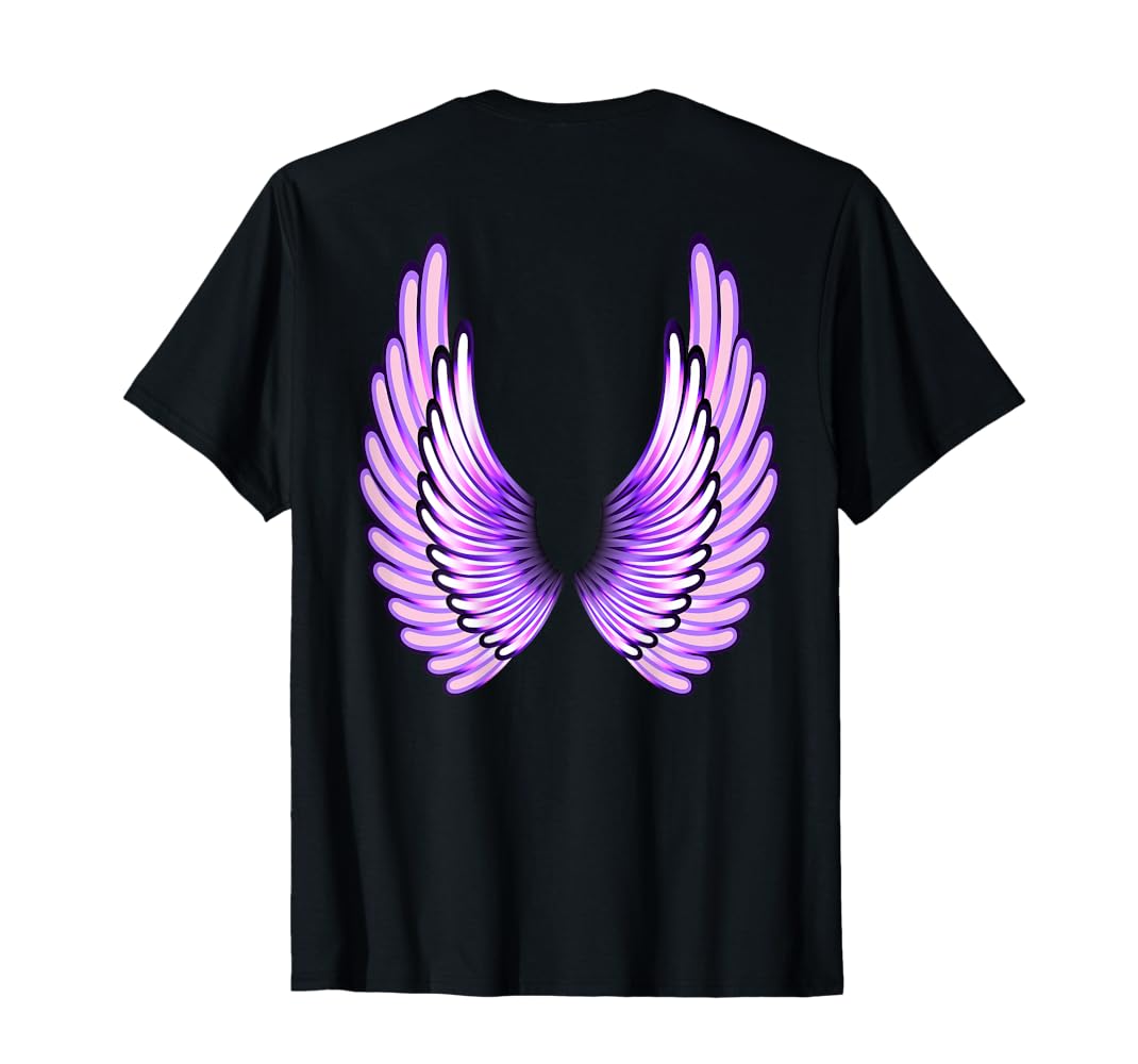 Amazon.com: Pink and Purple Angel Wings Design T-Shirt